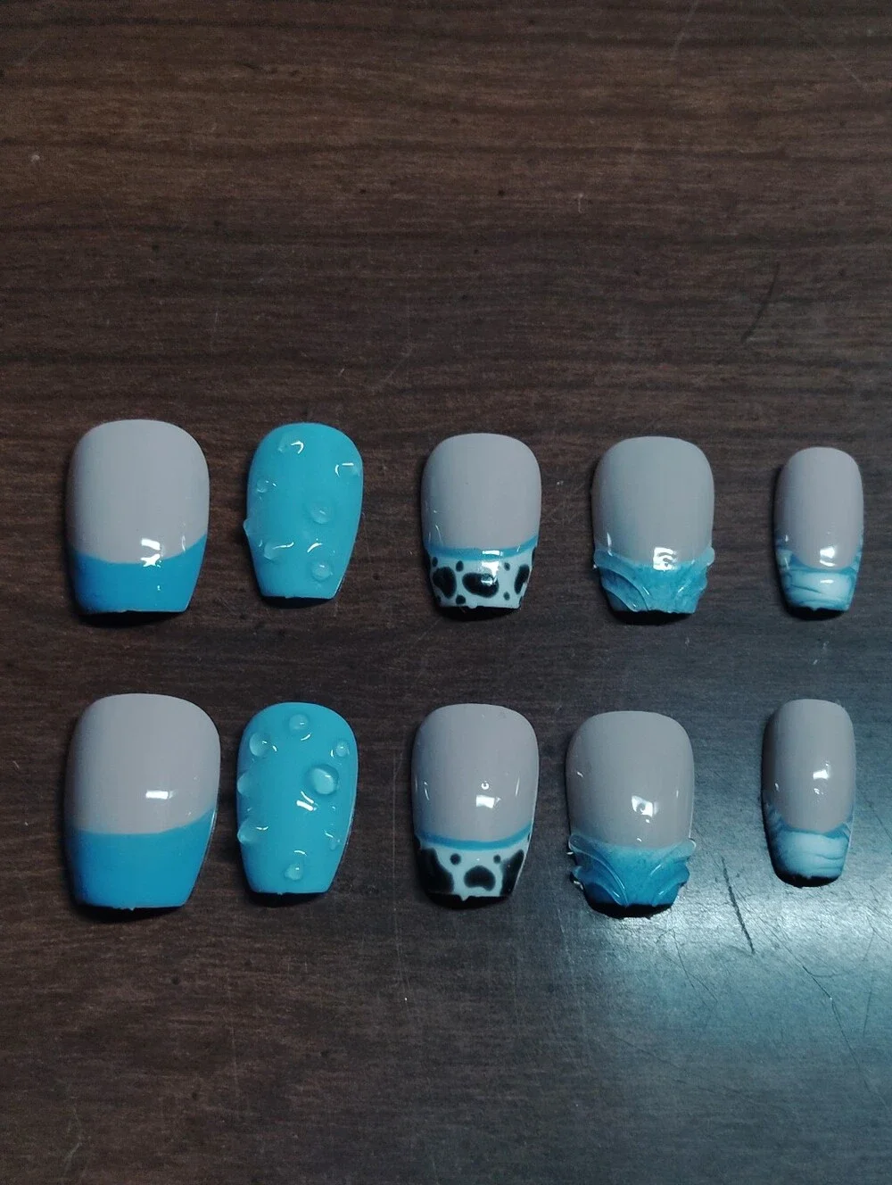 Handmade Blue And White Press Ons